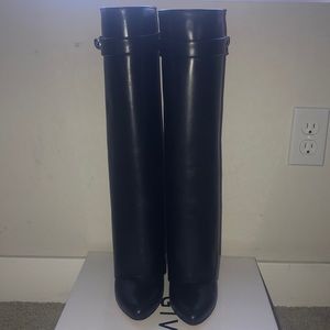 Givenchy Shark black leather tall boots